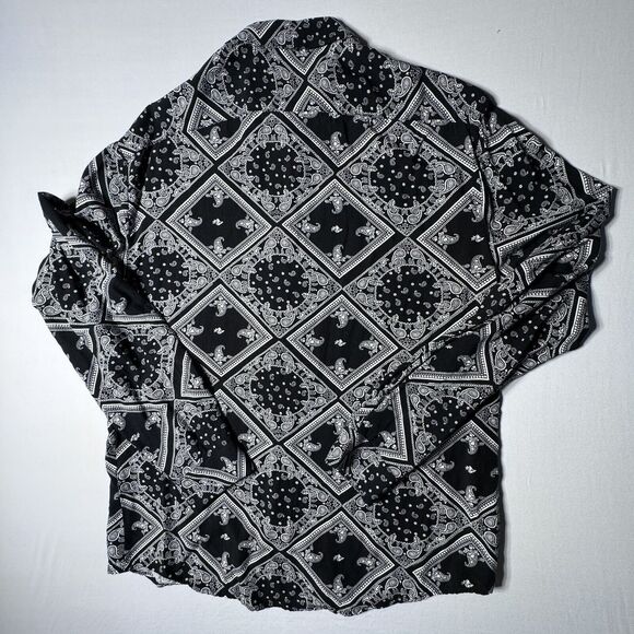 Cactus Man Ricky Singh Mens Shirt Large Black White Paisley Bandana Print Spring - Picture 6 of 11